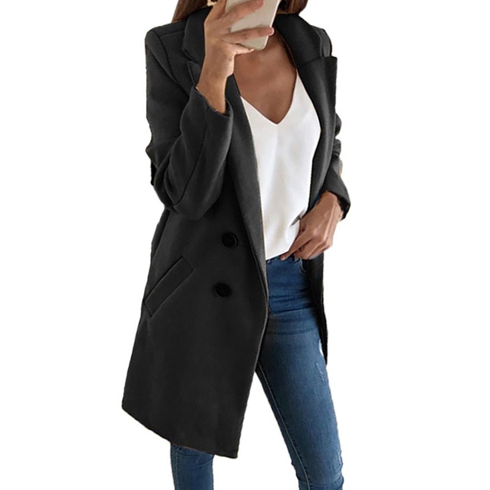 Manteau Long Type Blazer Élégant pour Femmes