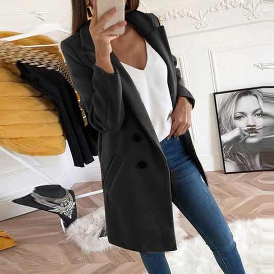 Manteau Long Type Blazer Élégant pour Femmes