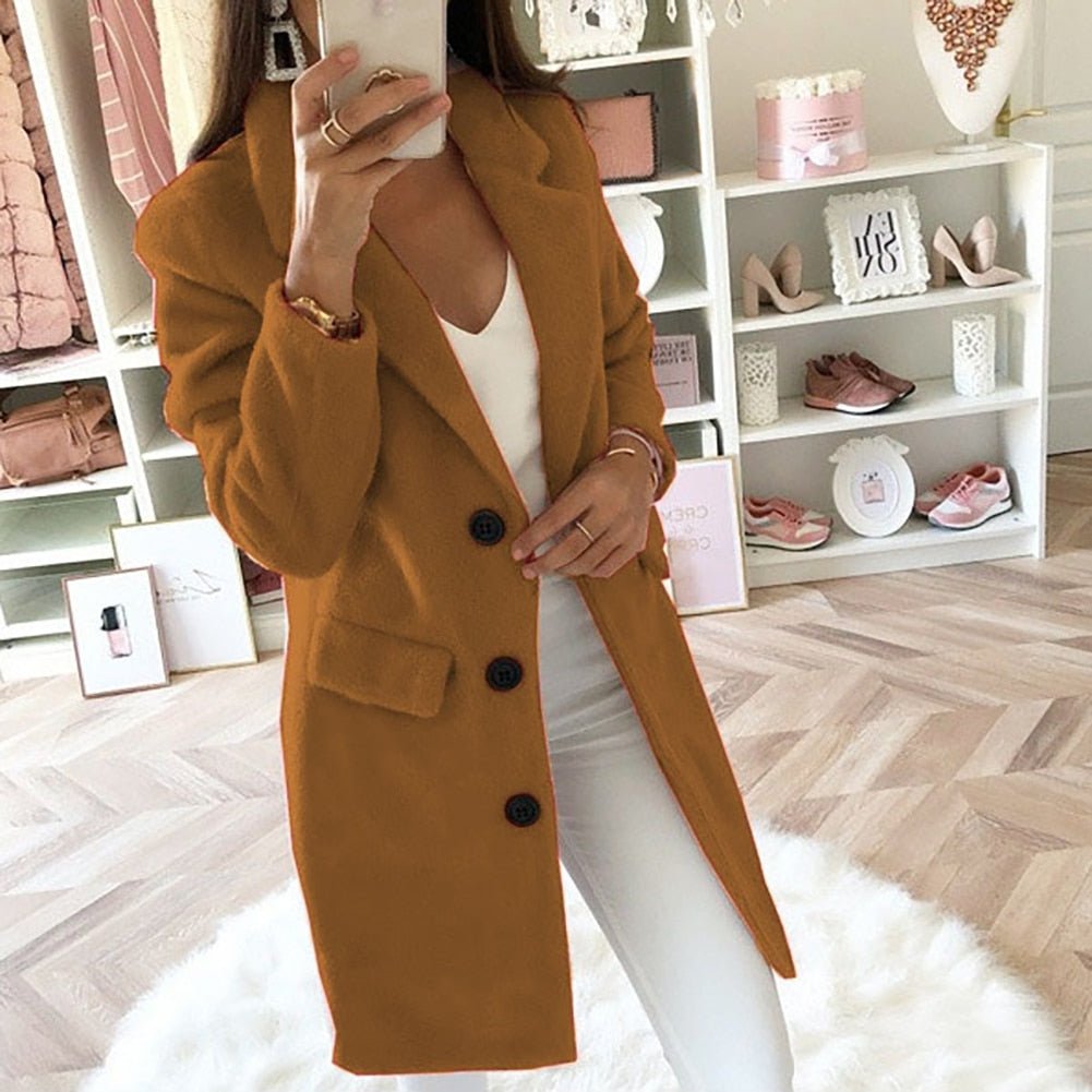 Manteau Long Type Blazer Élégant pour Femmes