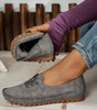 Mocassin Confort à Lacets Décoratifs en Similicuir pour Femme