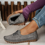 Mocassin Confort à Lacets Décoratifs en Similicuir pour Femme