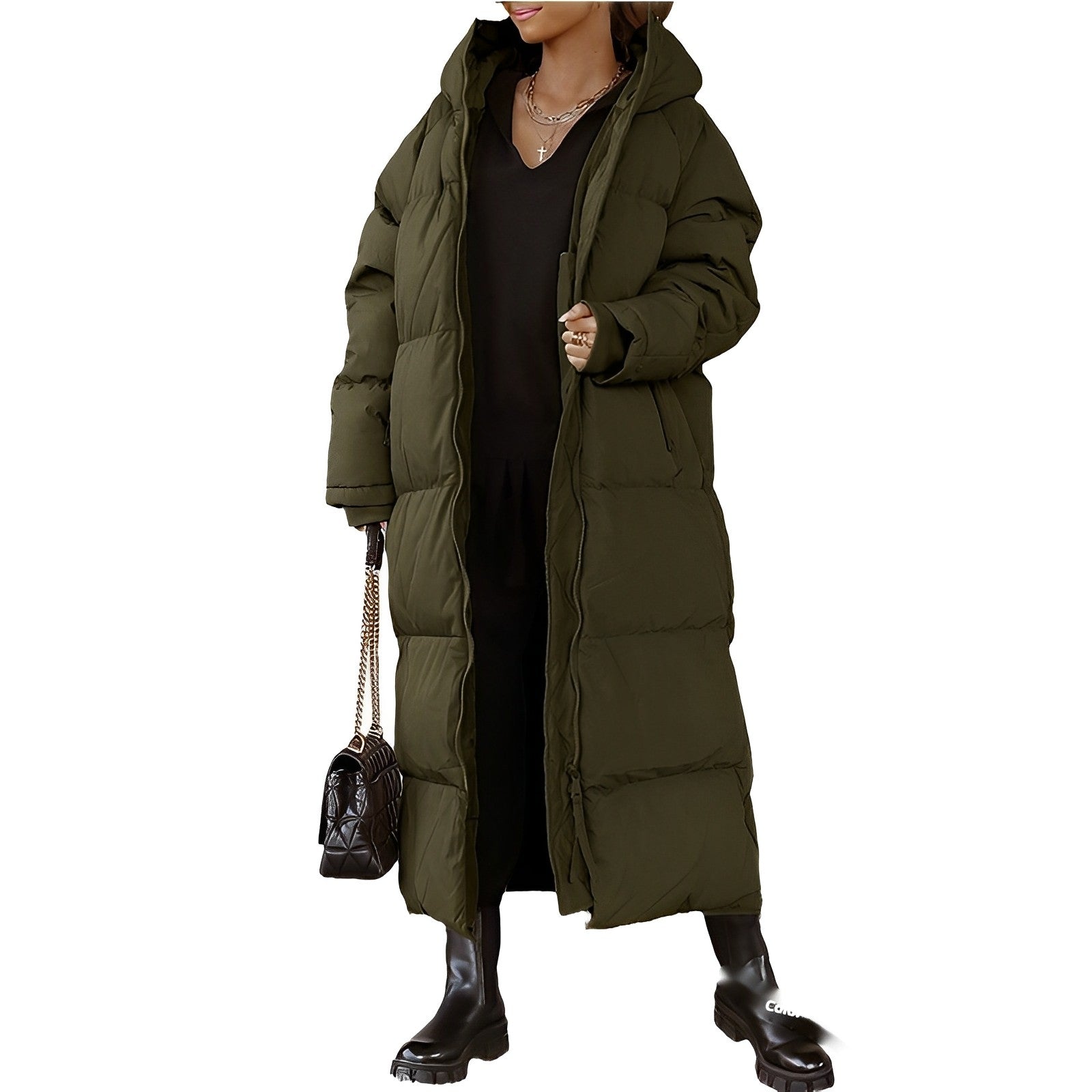 Manteau Long Décontracté à Capuche pour Femmes