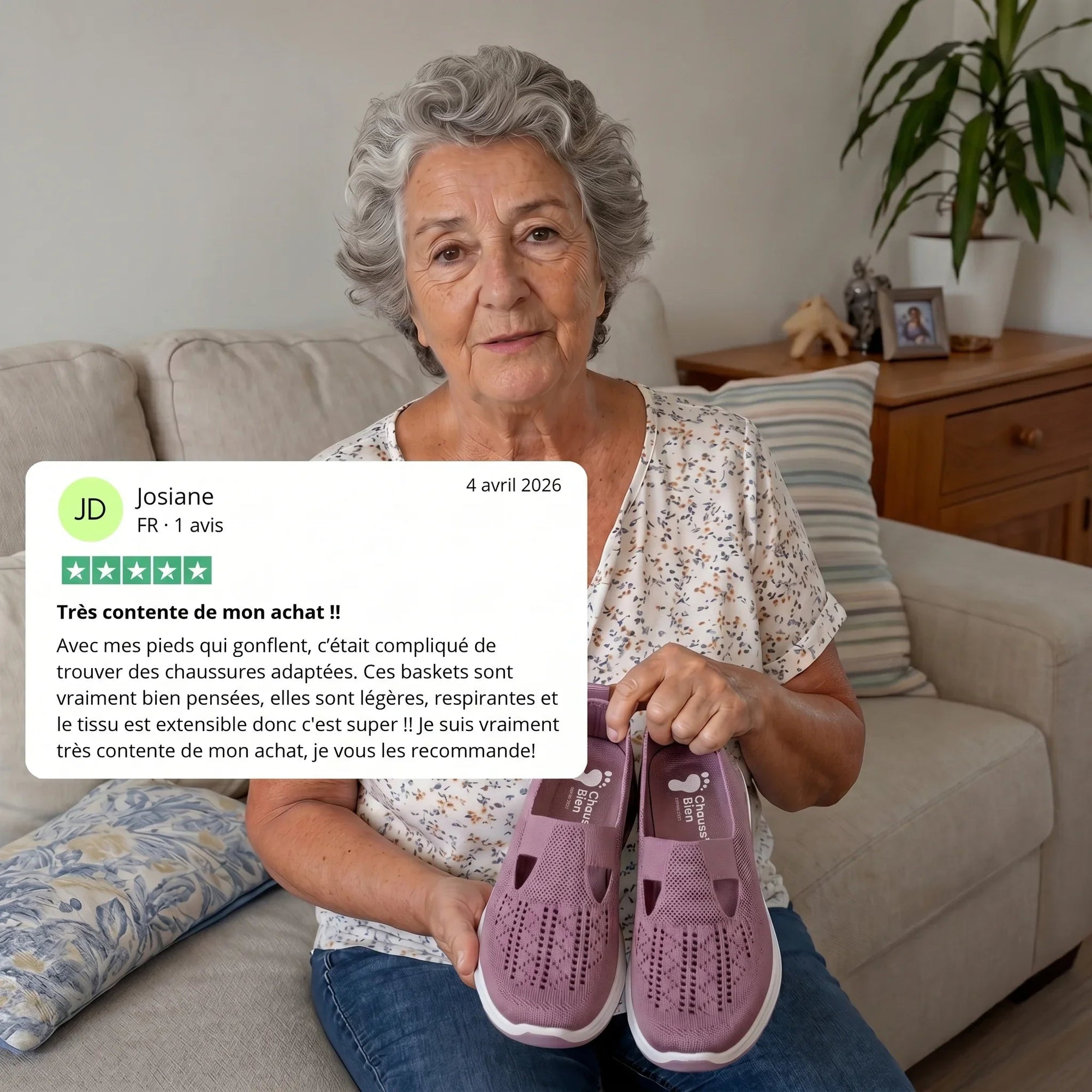 Basket Confortable et Légère Sans Lacets en Maille pour Femme - Emilia Lane