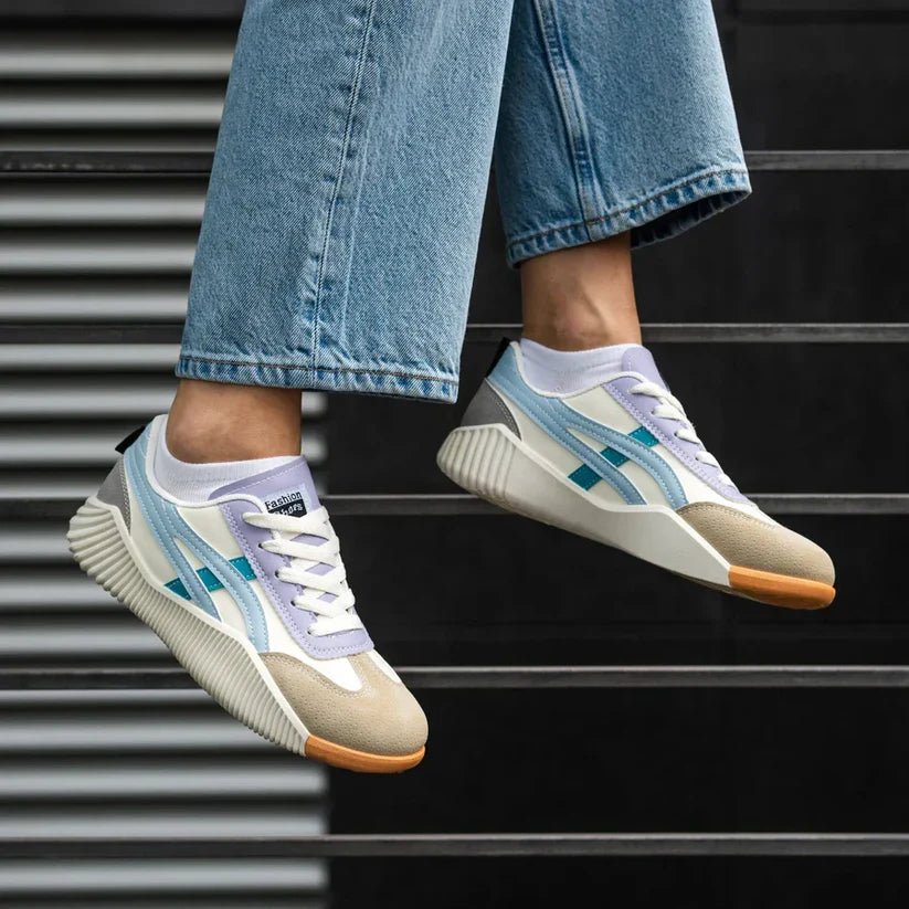 Basket Tendance à Semelle Épaisse en Similicuir Bicolore pour Femme - Emilia Lane