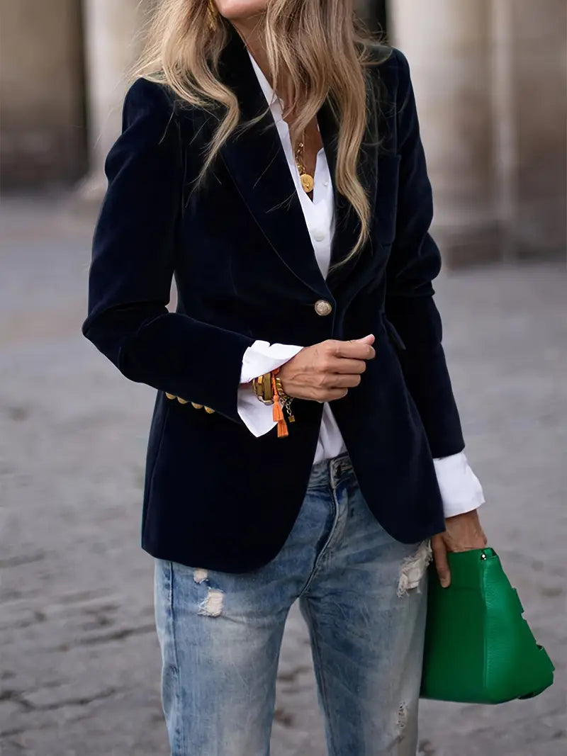 Blazer Féminin Élégant Boutons Dorés pour Femmes