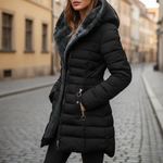 Veste d'Hiver Matelassée avec Capuche pour Femmes