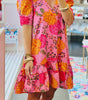Robe Mini Fleurie avec Volants pour Femmes