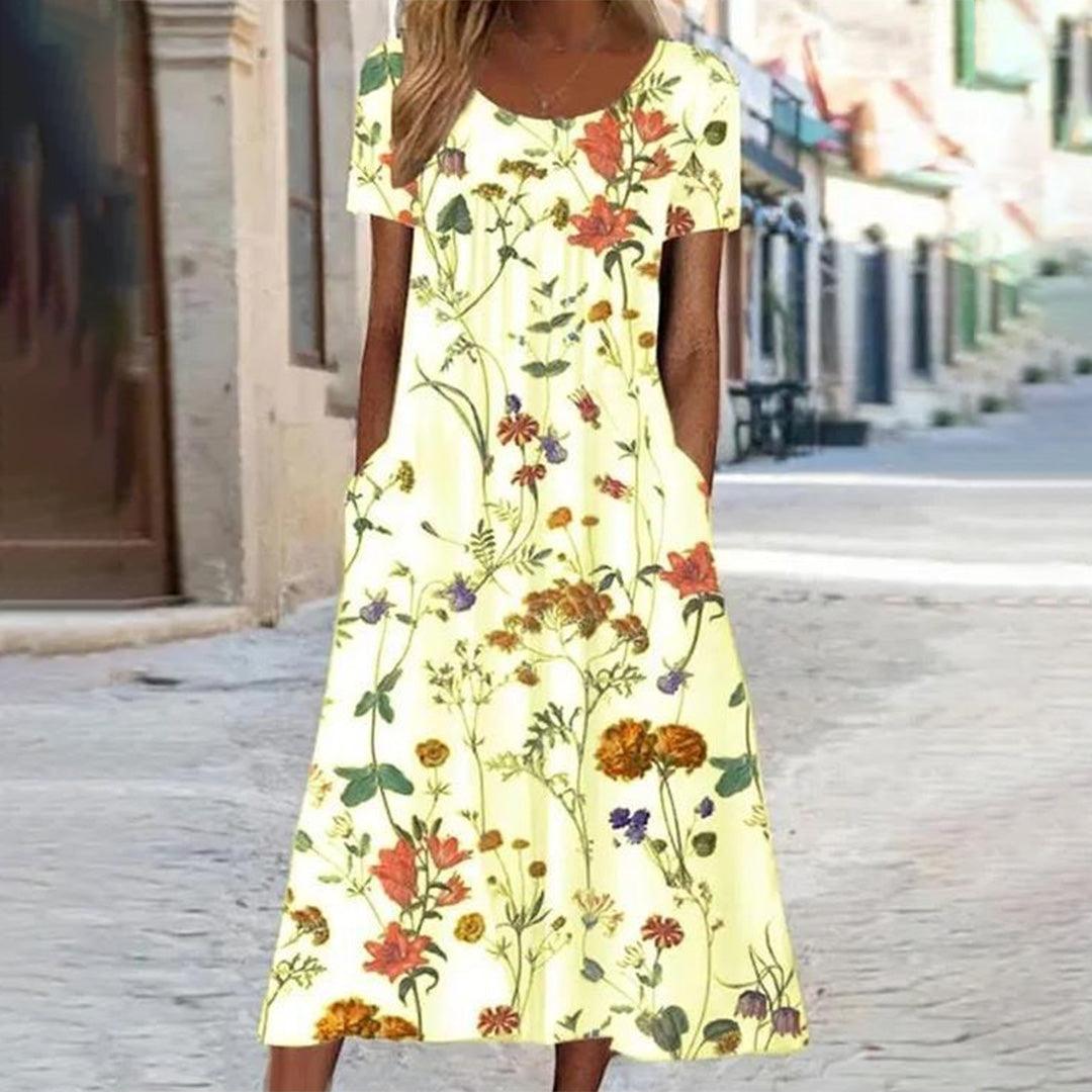 Robe Fleurie Découpe Flatteuse pour Femmes
