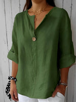 Blouse Ample à Col V et Manches Courtes pour Femme | Idéale pour le Quotidien