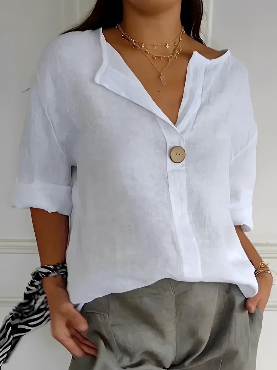 Blouse Ample à Col V et Manches Courtes pour Femme | Idéale pour le Quotidien