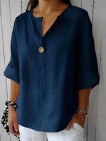 Blouse Ample à Col V et Manches Courtes pour Femme | Idéale pour le Quotidien