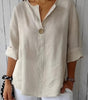 Blouse en Lin Col V à Manches 3/4 pour Femme | Idéale pour le Quotidien