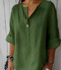 Blouse en Lin Col V à Manches 3/4 pour Femme | Idéale pour le Quotidien - Emilia Lane
