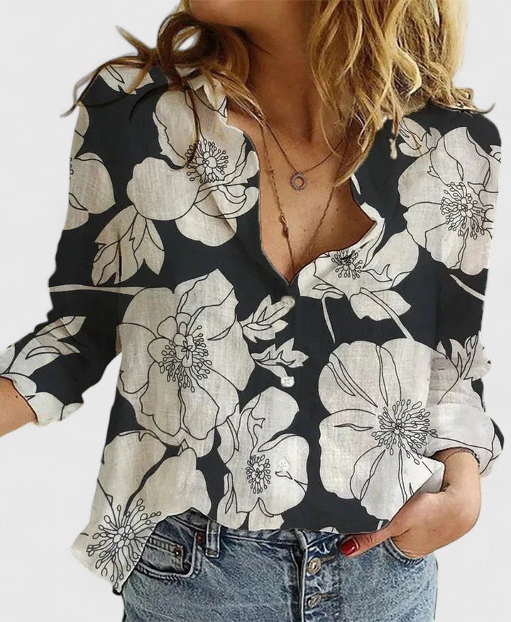 Blouse Longue en Lin et Coton à Boutons pour Femme | Idéale pour le Quotidien - Emilia Lane