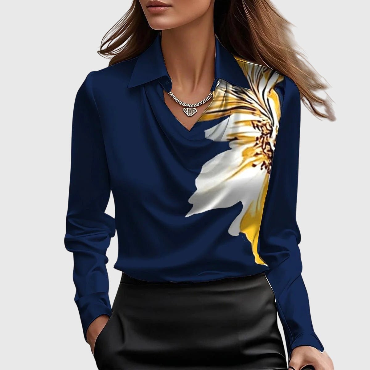 Blouse Satin à Manches Longues pour Femmes - Emilia Lane