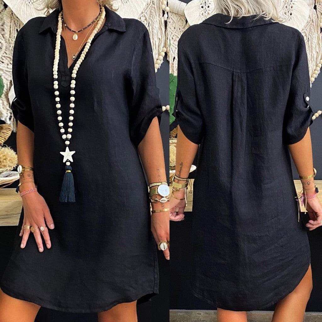 Robe Chemise Unie pour Femmes