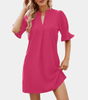 Robe Chemise Col Revers et Décolleté en V pour Femmes