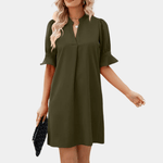 Robe Chemise Col Revers et Décolleté en V pour Femmes