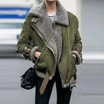 Blouson Aviateur en Suède Doublé de Fausse Fourrure pour Femmes - Emilia Lane