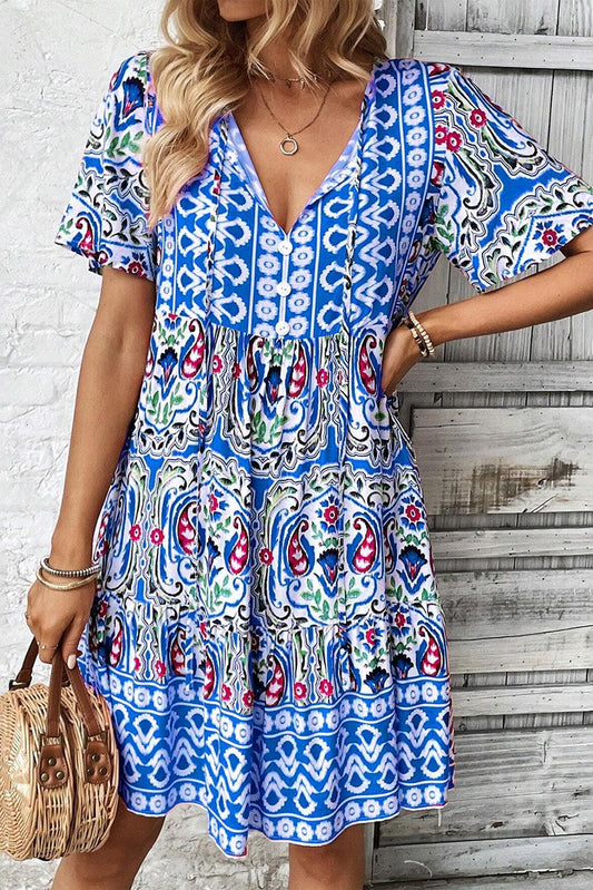 Robe Bohème à Nœud et Volants pour Femmes
