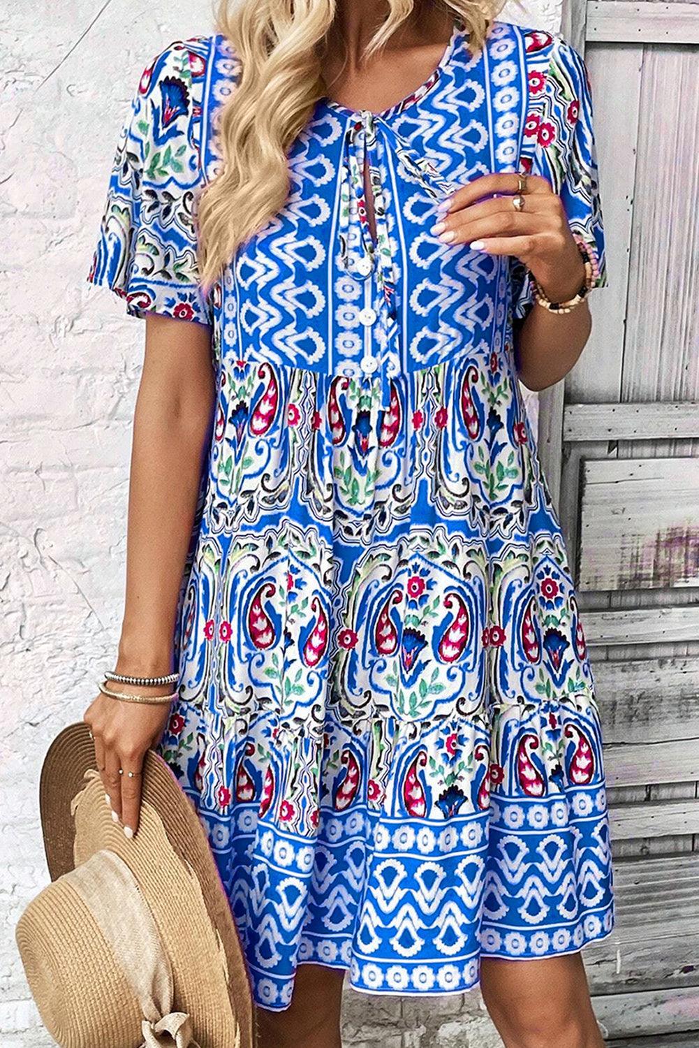 Robe Bohème à Nœud et Volants pour Femmes