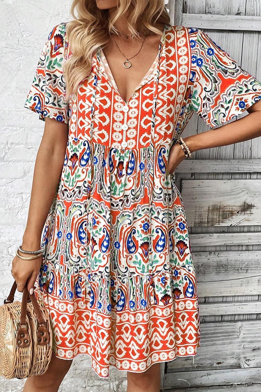 Robe Bohème à Nœud et Volants pour Femmes