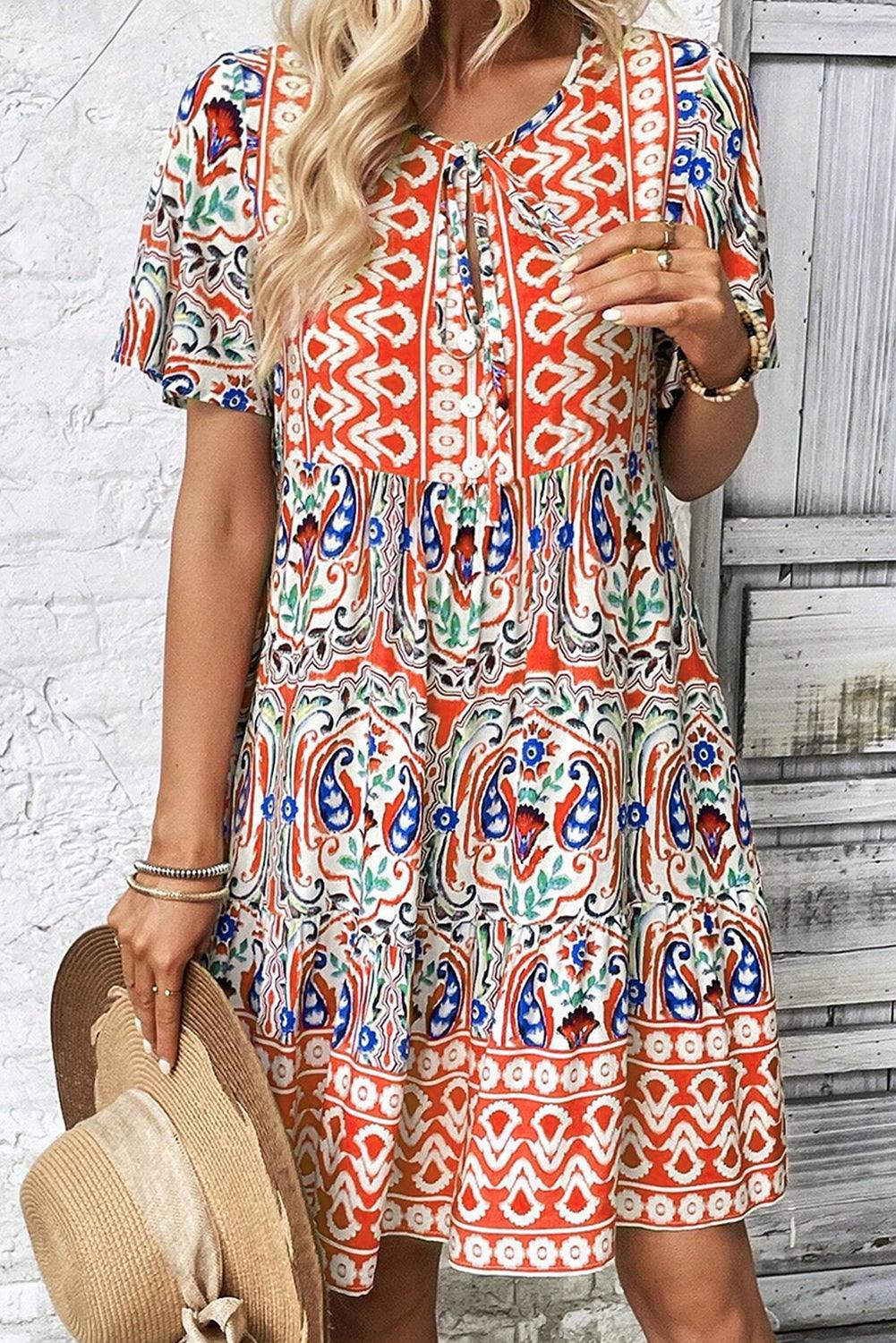Robe Bohème à Nœud et Volants pour Femmes