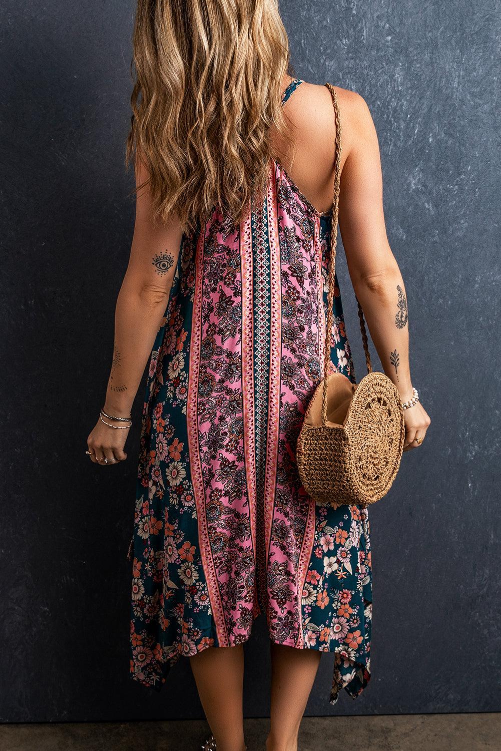 Robe d'Été Longue en Patchwork de Fleurs pour Femmes
