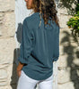 Chemisier Décontracté Col V à Manches Longues pour Femmes