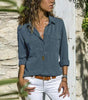 Chemisier Décontracté Col V à Manches Longues pour Femmes