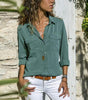 Chemisier Décontracté Col V à Manches Longues pour Femmes