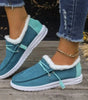 Mocassins en Toile pour Femmes avec Doublure en Fausse Fourrure