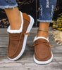 Mocassins en Toile pour Femmes avec Doublure en Fausse Fourrure