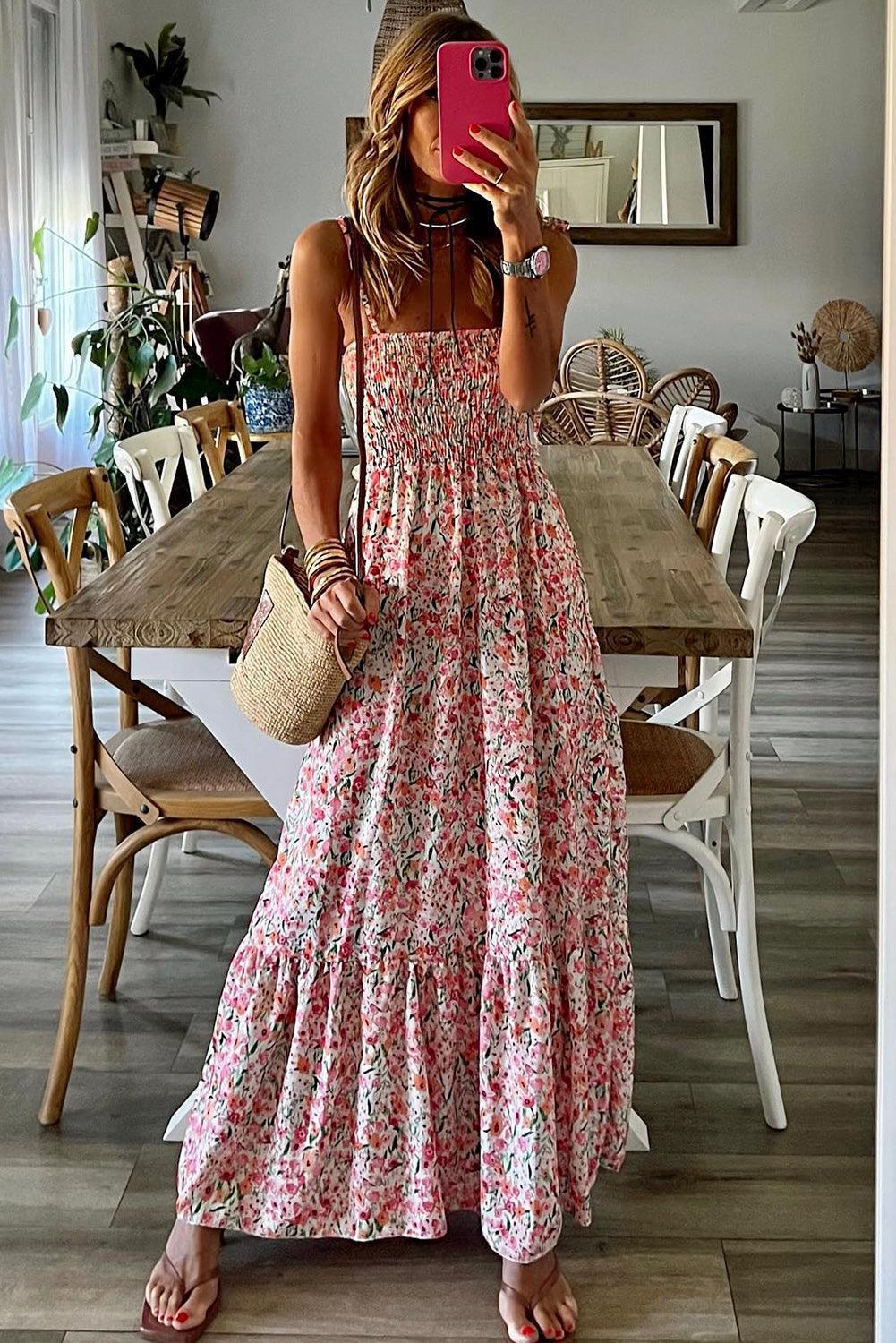 Robe Maxi Boho à Froufrous pour Femmes