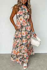 Robe Maxi Imprimé Floral Halter pour Femmes