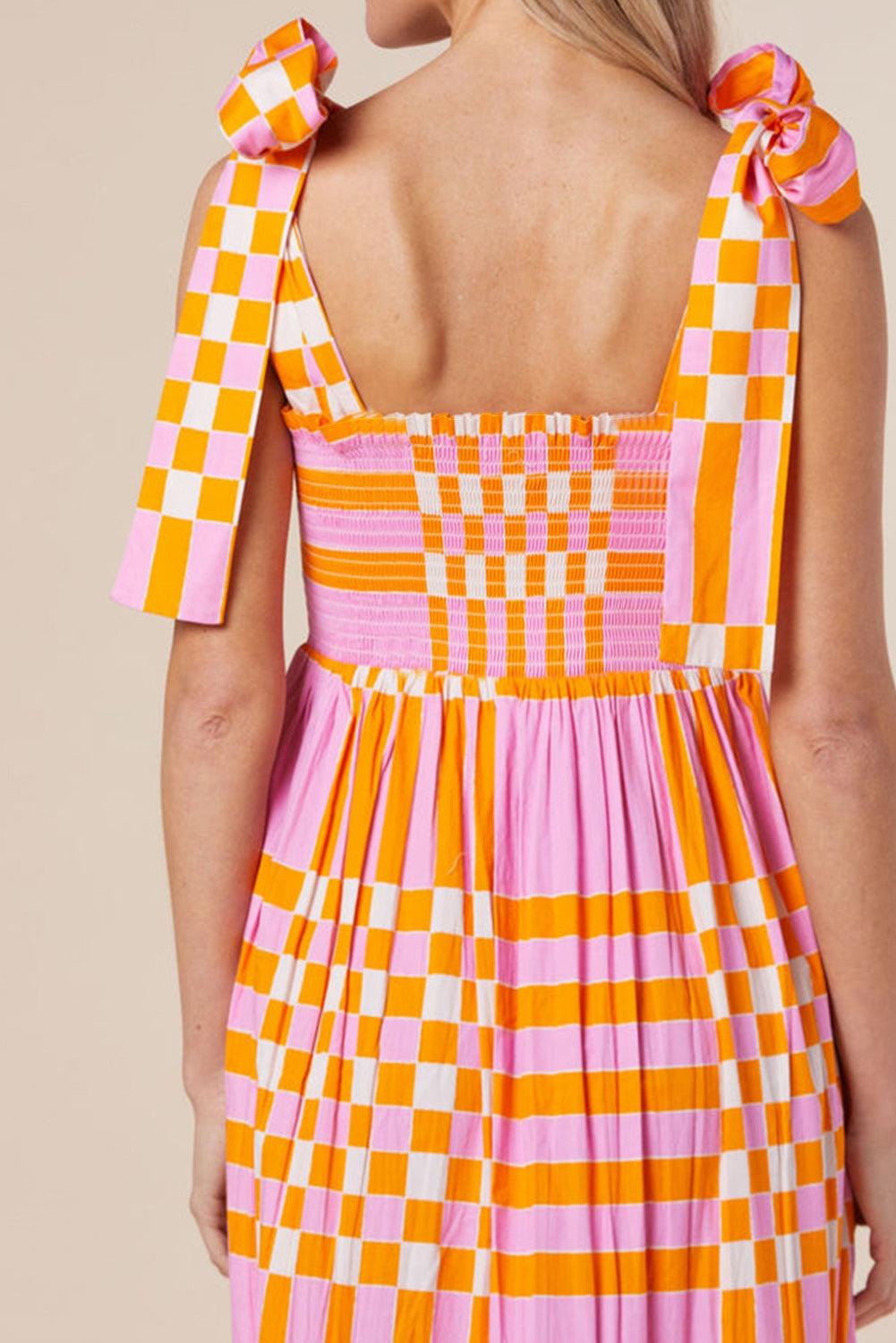 Robe Maxi Boho à Carreaux pour Femmes