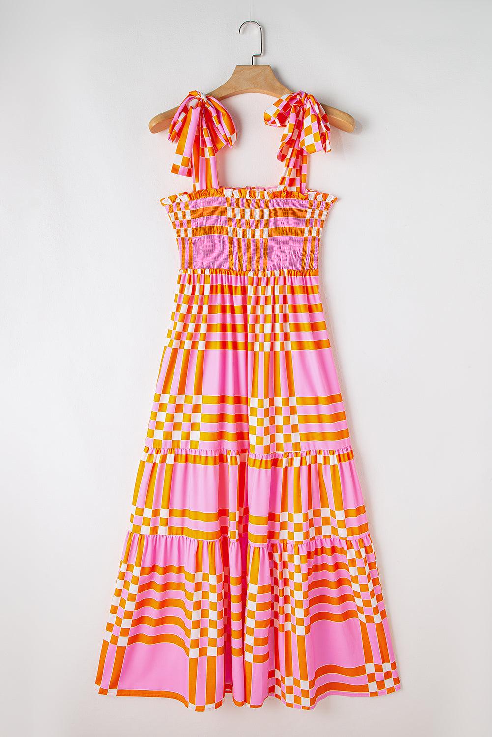Robe Maxi Boho à Carreaux pour Femmes