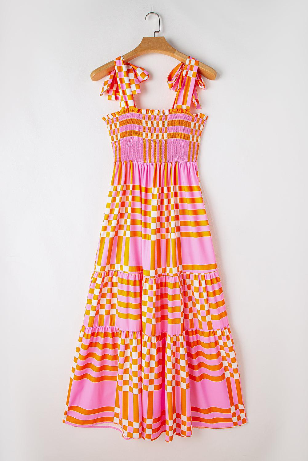 Robe Maxi Boho à Carreaux pour Femmes