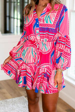 Robe Boho Manches Bouffantes pour Femmes