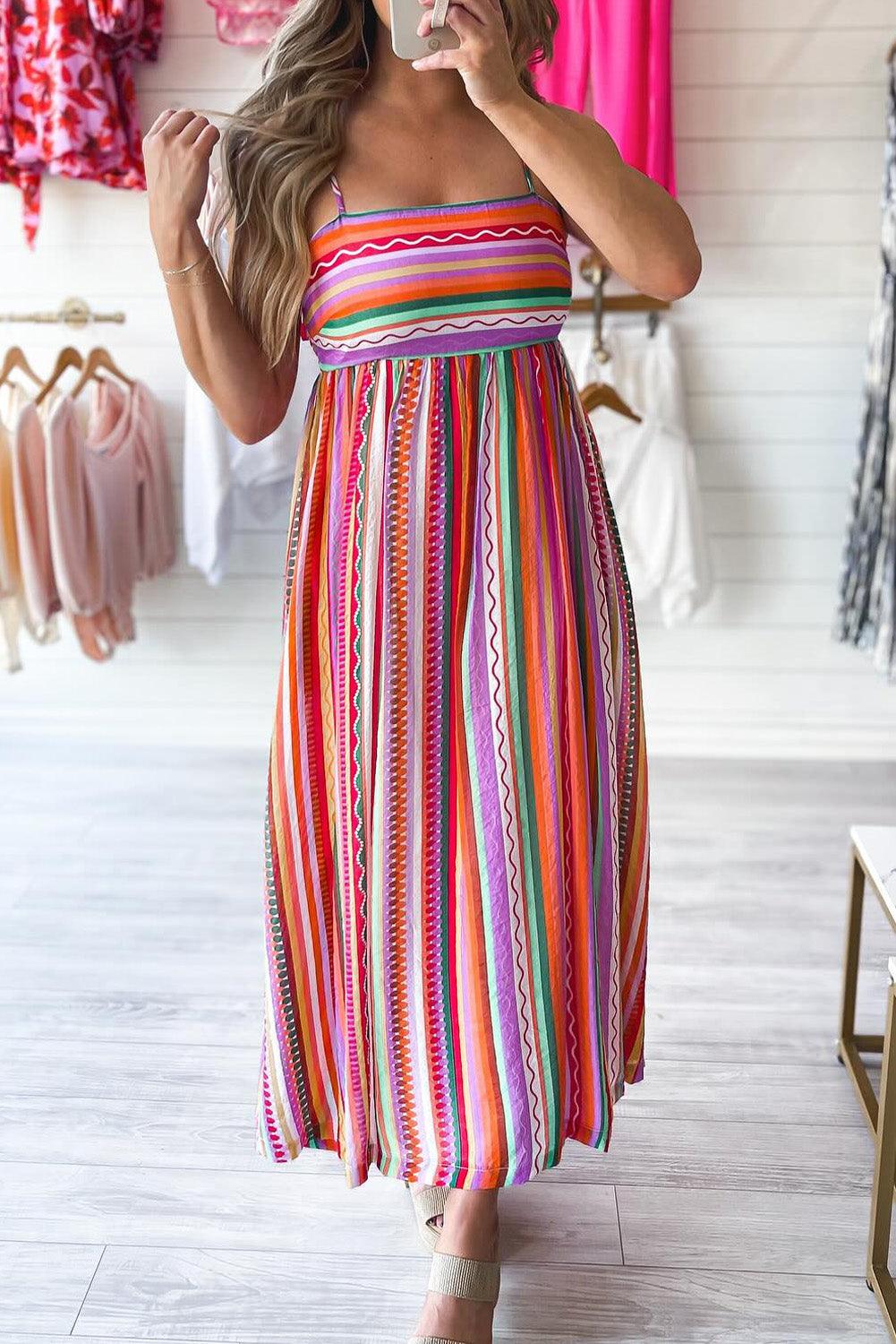 Robe Maxi Boho Fines Bretelles pour Femmes