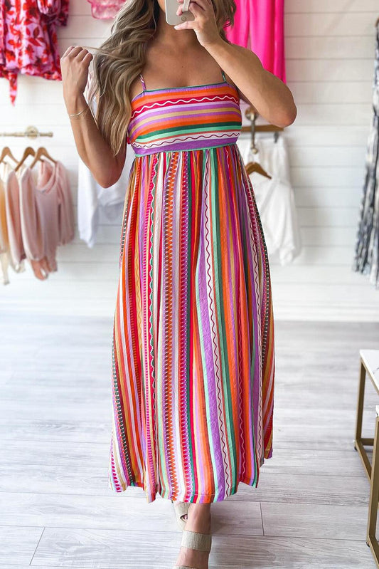 Robe Maxi Boho Fines Bretelles pour Femmes