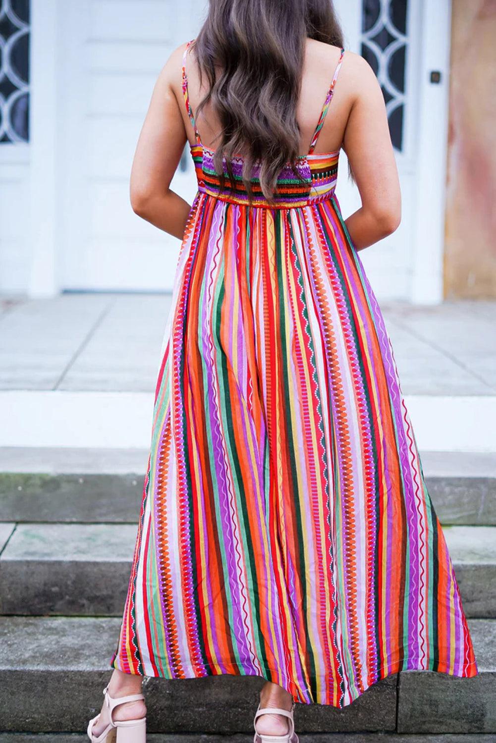 Robe Maxi Boho Fines Bretelles pour Femmes