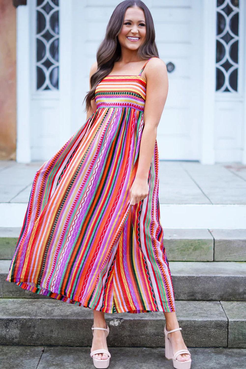 Robe Maxi Boho Fines Bretelles pour Femmes