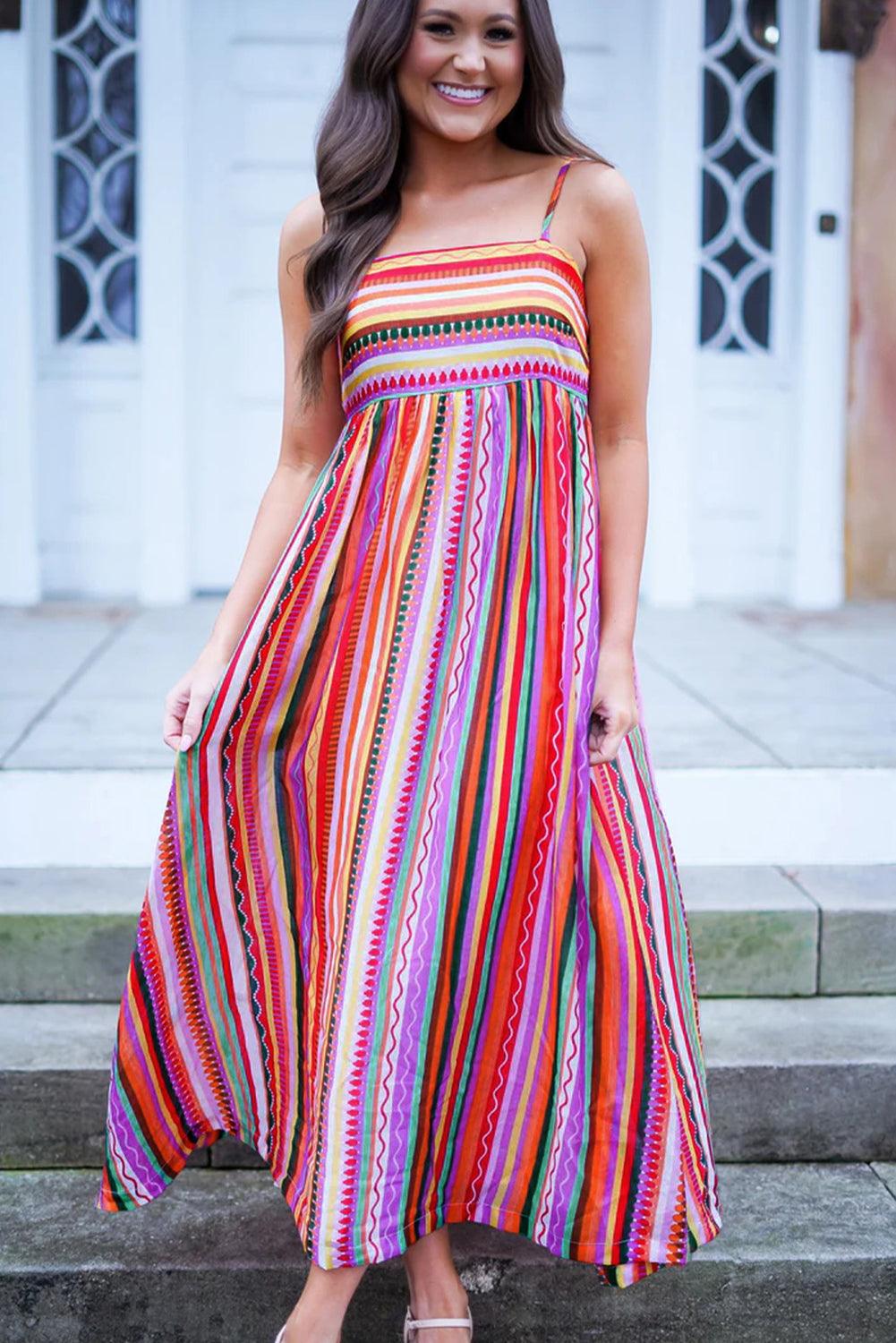 Robe Maxi Boho Fines Bretelles pour Femmes