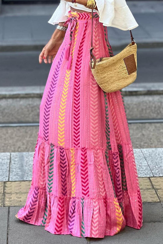 Jupe Maxi Boho avec Franges pour Femmes