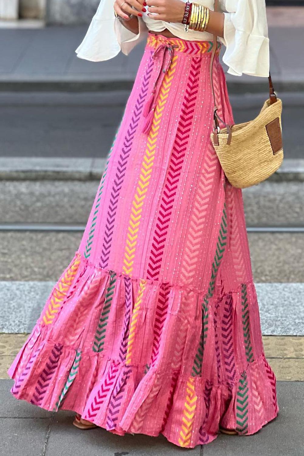 Jupe Maxi Boho avec Franges pour Femmes