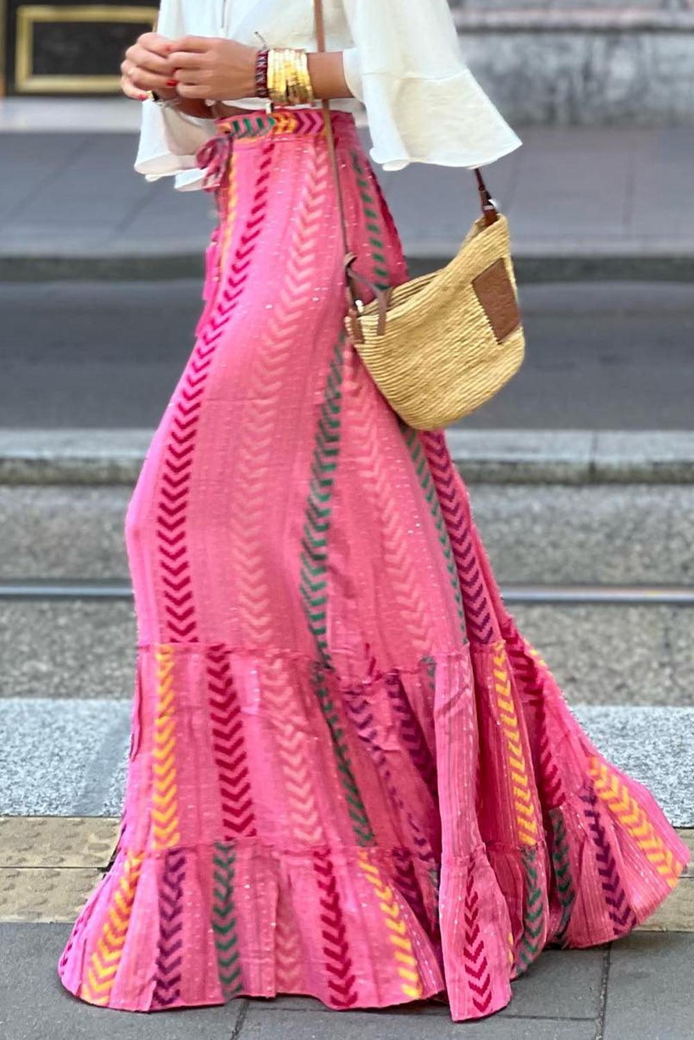 Jupe Maxi Boho avec Franges pour Femmes