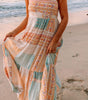 Robe Boho Patchwork Col Carré pour Femmes