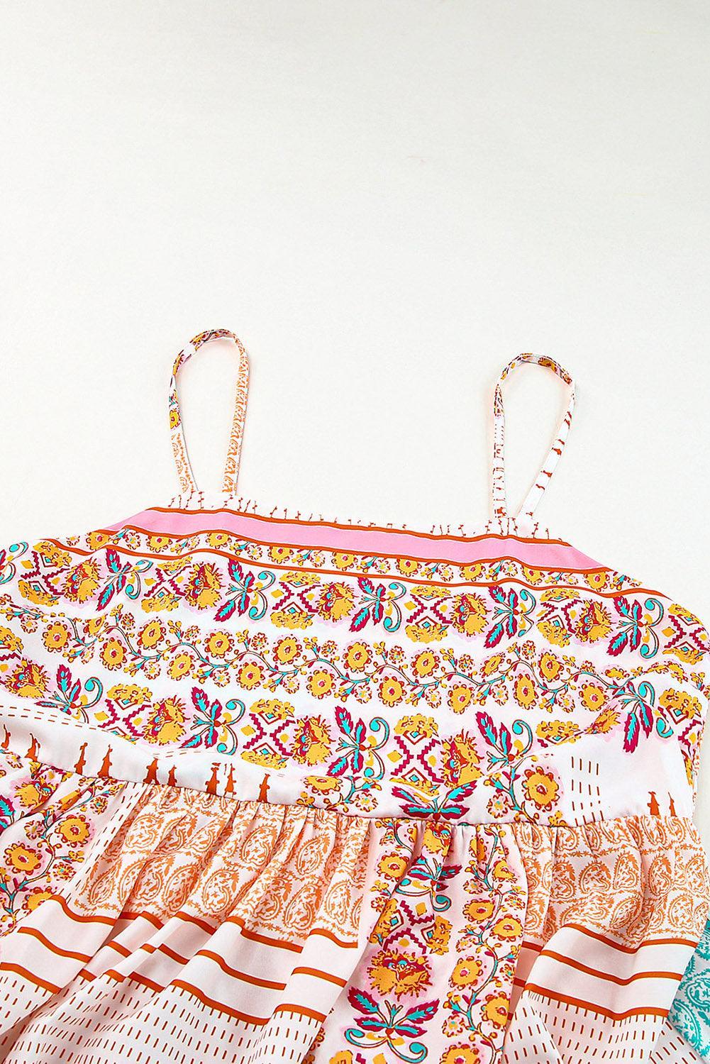 Robe Boho Patchwork Col Carré pour Femmes