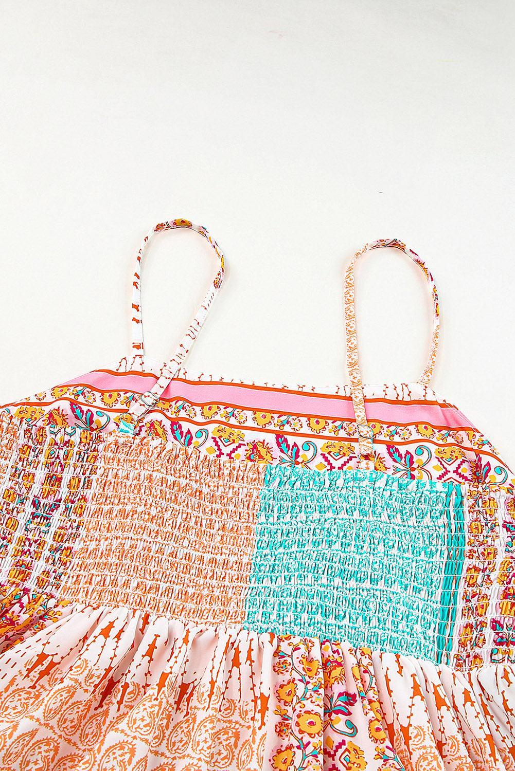 Robe Boho Patchwork Décolleté Carré pour Femmes